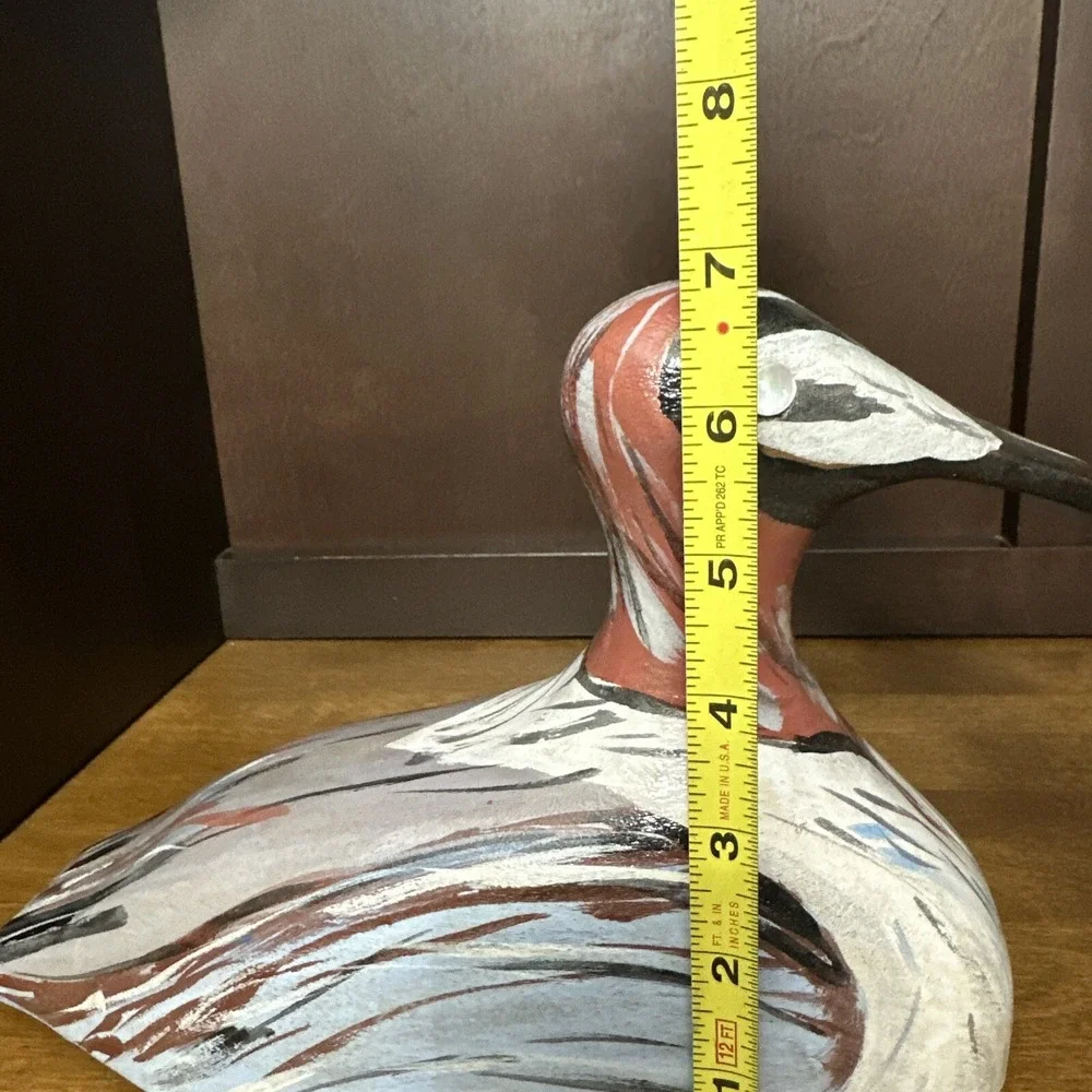 Hand Carved Wood Duck Painted Pearl Eyes Decoy Small 10